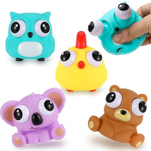 Squeeze Spielzeug 4 Stück Lustig Stressbälle Fidget Toys Popping Out Eyes Squeeze Toys Anti Stress Spielzeug für Erwachsene und Kinder