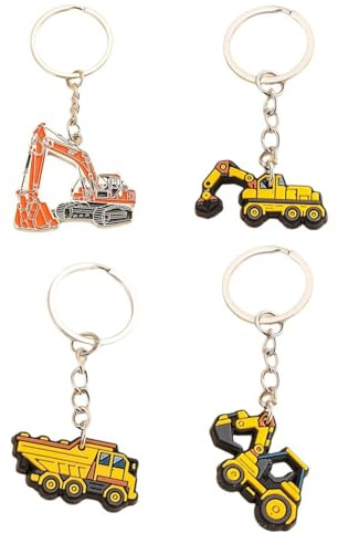 4 Stück Bagger-Schlüsselanhänger, Cartoon-Bagger-Anhänger, Kreative Metallanhänger, Herren-Schlüsselanhänger, Interessante Personalisierte Schlüsselanhänger