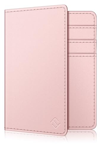 FINTIE Fahrzeugschein Hülle für Zulassungsbescheinigung - 2 Steckplätze für KFZ Fahrzeugscheine und 5 Steckplätze für Karten, aus Kunstleder Tasche für Ausweis/Karten, Roségold