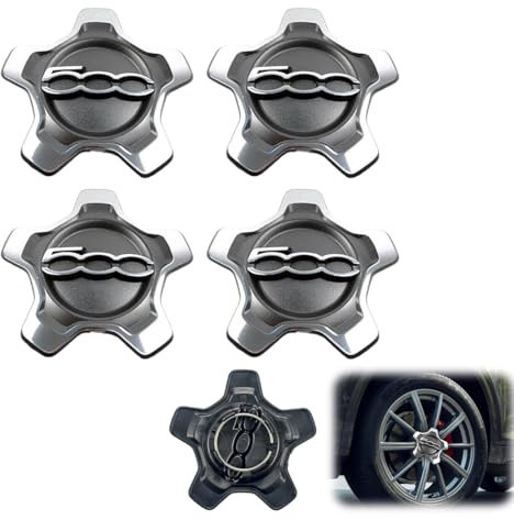 WRQIOO 4 Pezzi per Coprimozzo F-i-a-t 500x, Coprimozzo 500x, Accessori 500x di Aggiornamento 735626312, 735626311 Sostituzion