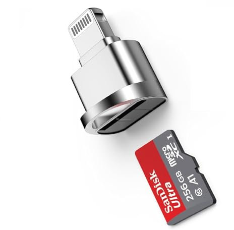 iPhone Lightning-SD-Kartenleser-Adapter, Apple MFi-zertifiziert, Mini-Lightning-auf-Micro-SD-/TF-Kartenleser, Adapter für iPhone 14, 13, 12, 11, Pro Max, XS, XR, X, 8, 7, 6, iPad, unterstützt iOS und