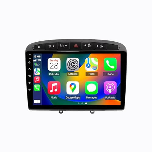 Android 13 2 DIN Pantalla Táctil Radio 9 Coche Pantalla para Peugeot 308 308SW 1 2007-2015 con Enlace Espejo/Navegación GPS/Radio FM/BT/Mandos Volante/Reproductor Multimedia(8G+256G)