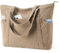 Lekespring Cord Tasche Damen, Groß Tote Bag Strandtasche mit Reißverschluss, Shopper Tasche Damen Laptoptasche mit 17 Zoll Laptopfach, Elegant Handtasche Umhängetasche für Arbeit Schule Gym-Khaki