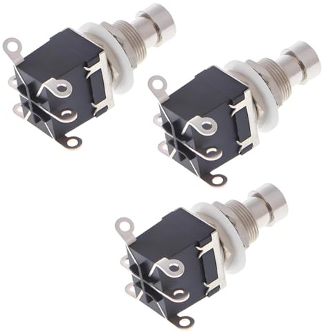 LKRXW 3 Stück DPDT 6-polig Gitarren Effektpedal Fußschalter True Bypass | Gitarrenschalter Rastschalter Gitarreneffekt Pedal Schalter Druckknopf Fußtaster AC 250V/3A 125V/6A