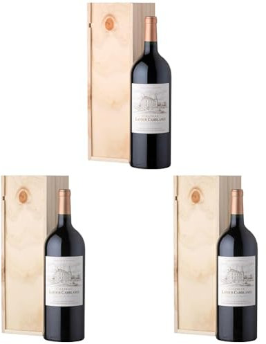 Coffret Cadeau Caisse Bois - MAGNUM Château Latour Camblanes Seigneurie de Camblanes - AOP Cadillac Côtes de Bordeaux - Vin Rouge - 1,5 L (Lot de 3)