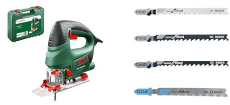 Bosch Stichsäge PST 800 PEL (530 Watt, im Koffer) + Professional 40tlg. Stichsägeblatt-Set Wood and Metal (für Holz und Metall, Zubehör für Stichsägen)