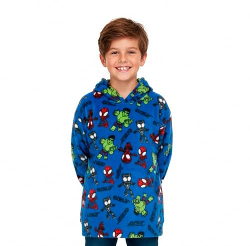 United Labels Marvel Spidey und Seine Super-Freunde Oversize Hoodie Decke mit Ärmeln und Kapuze für Jungen, Blau, Kuschelpullover Einheitsgröße, Flauschiger Deckenpullover