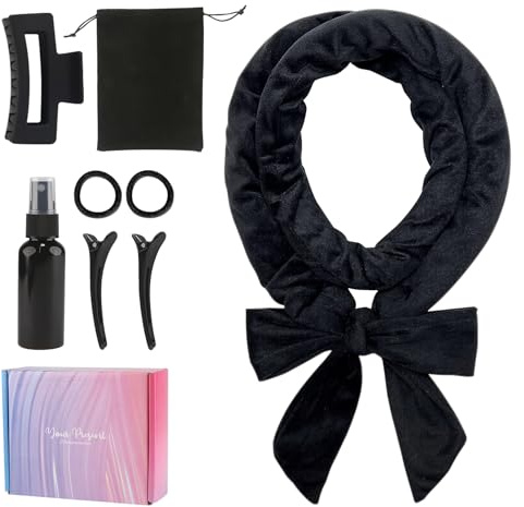 8 Stück lockenwickler über nacht, Lockenwickler Locken Ohne Hitze, Satin Heatless Curls Set, DIY Hair Curler Rollers Lockenband, für Kurzes und Langes Haar, Schwarz