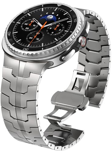 WINGLE Titan-Armbänder für Galaxy Watch 8/8, klassisches Band, Samsung Galaxy Watch 8, Herren, 46 mm, 44 mm, 40 mm, robuste, robuste Metallbänder, klassisch, elegant, lässig, Business-Armband, Titan