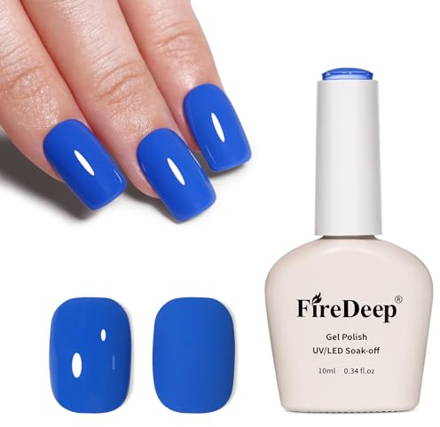 Firedeep 10ml Hema Free Blue Gel Polish Navy Blue Color Gel Nail Polish Soak Off UV LED Cured Manicure Art DIY and Salon for Women and Girls