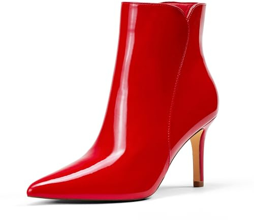 Zhabtuc Damen-Stiefeletten mit 8 cm Absatz, Sexy Spitze Zehen, Modische Abend- und Partyschuhe mit Seitlichem Reißverschluss