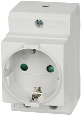 Offgridtec Schuko Hutschienen-Steckdose 16A 230V 2P+E, 35 mm DIN (Grau) | Einbausteckdose für Verteilereinbau, Schaltschrank, Zählerschrank, Schutzkontaktsteckdose, Trägerschienenmontage