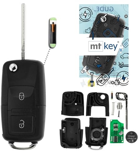 MT-KEY Funk Schlüssel 434MHZ 1J0959753AG kompatibel mit VW Bora 1J Golf 4 Polo 9N Fox 5Z T5 Multivan California Seat Leon I Ibiza Cordoba 6L Toledo II