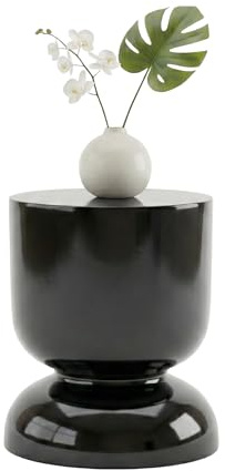 Relaxdays Beistelltisch, Sanduhr-Design, Wohnzimmer Dekoobjekt, Beistellhocker HxD: 46 x 36 cm, Podest, Metall, schwarz
