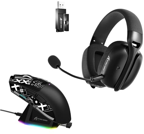 LexonElec ATTACK SHARK L80PRO Wireless Gaming Headset and X11 Wireless Gaming mouse with RGB Magnetic Charging Dock, Wired/2.4G/BT, 22K DPI for PC/Mac