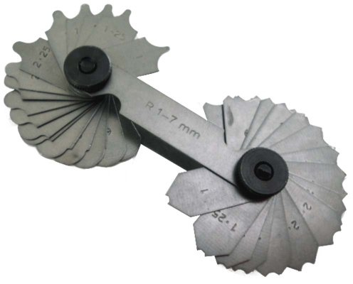 QUIX Multi-Tip Millimeter Radius Gauge | 34 Variations | 1-7 mm (0.04-0.3) Measurement Range | Solid Metal Construction | 2.75 (7 cm) Foldable Design | Adjustable Ends