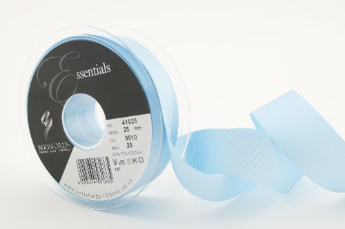 Berisfords 41025 20 m x 25 mm Polyester Grosgrain Ribbon, Sky