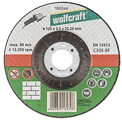 Wolfcraft 1623099 disco de corte para piedra, cubo deportado, granel PACK 1, silber