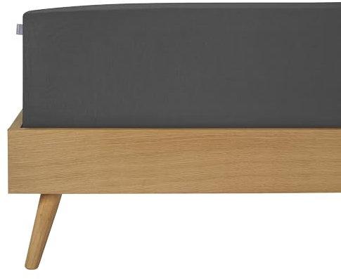 Schiesser Edeljersey Spannbettlaken Jessi | 100% gekämmte Baumwolle aus nachhaltiger Produktion | für Matratzen 90x200cm bis 100x200cm | Matratzenhöhe bis 22cm | Dunkelgrau | Anthrazit
