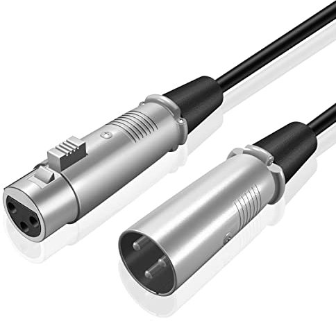 TNP Câble XLR mâle vers femelle de microphone micro 3 broches professionnel symétrique - Câble audio adaptateur connecteur convertisseur professionnel à interconnexion équilibrée XLR (15 m/ 50 ft)