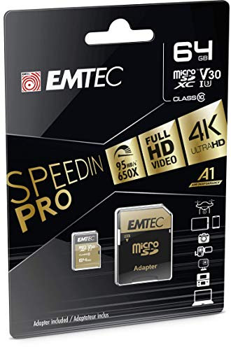 Emtec microSDXC 64GB Class10 Speedin 64GB MicroSDXC Class 10 Speicherkarte - Speicherkarten (MicroSDXC, Schwarz, Braun, Class 10)