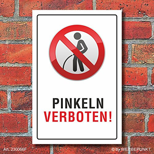 Schild Pinkeln verboten urinieren pissen 3mm Alu-Verbund, 300 x 200 mm