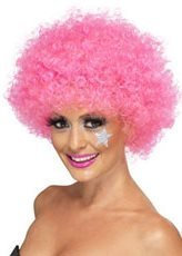 REALPACK Lockige Afro-Kostüm-Perücke, Disco-Clown-Stil, für Herren/Damen, Hellrosa