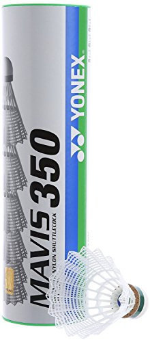 YONEX Mavis 350 Federbälle, Mittelrohr, Unisex_Erwachsene, Capuchon vert (weiß), 6 Stück