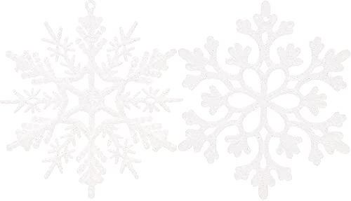 Sea Team Schneeflocken-Weihnachtschmuck mit Kunststoff-Pailletten, zum Dekorieren des Weihnachtsbaumes, 4 Zoll, 36 Stück