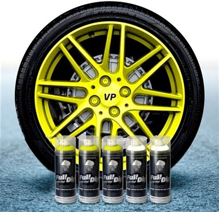 Sophisticauto Full DIP Lot de 5 bombes de peinture pour jante Jaune fluo