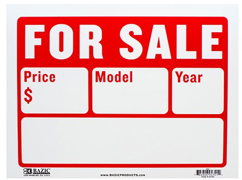 Plastic for Sale Sign Board (Size: 9 x 12, 2 Lines, Pack of 2) Retail Store/Car/Auto Sale Label Tags