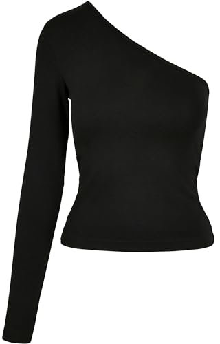 Urban Classics Ladies Asymmetric Longsleeve Mujer Top Negro XL 95% algodón, 5% elastán Estrechos