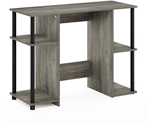 Furinno Jaya Escritorio de Estudio para computadora, Madera de ingeniería, Roble Francés Gris/Negro, Talla única