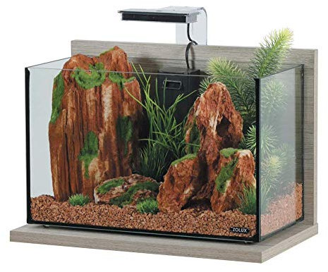 Zolux Kit d'aquarium complet Idro 20 litres, Gris, pour Poisson, en Bois, Transparent, Intérieur