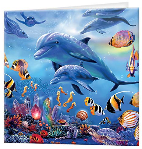 3D LiveLife Grußkarte - Seepferdchen Kingdom von Deluxebase. Bunte Meerestier-linsenförmige 3D-Karte für jeden Anlass und Alter. Originalvorlage lizenziert von dem bekannten Künstler Steve Sundram