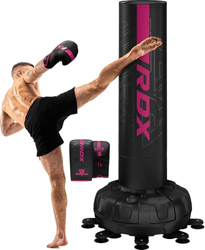 RDX 6FT 330LB Boxsack Stehend Erwachsene, Trainingshandschuhe und Überzug Set XXL Freistehender Standboxsack Boxing mit Saugfuß Freestanding Punch Bag für MMA Kickboxen Kampfsport Boxpartner Muay Thai