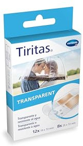Tiritas Transparent: Apósitos Discretos y Cómodos con Tejido en Film Transparente y Gasa Color Piel; 2 Tamaños, 20 Unidades