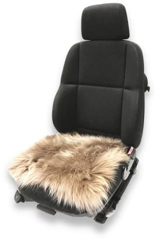 Hochwertige Lammfell Sitzauflage – Universelles Sitzkissen - Besonders schonend - Multifunktional und strapazierfähig – Sehr pflegeleicht – Lange Haltbarkeit (Grau)