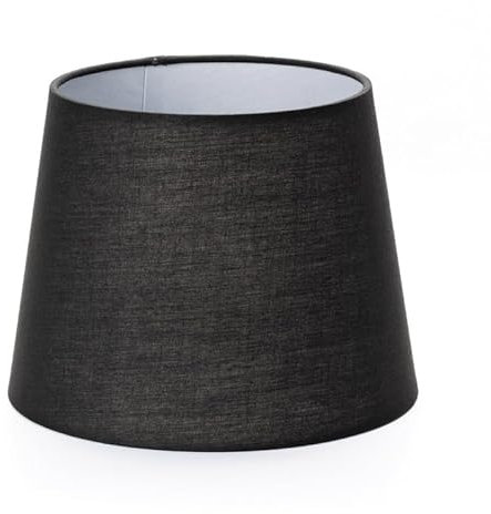 Lampenschirm Stoff, (25 x 18 cm), für Fassung E27 rund, Ersatzschirm für Tischlampe, konisch, Schwarz