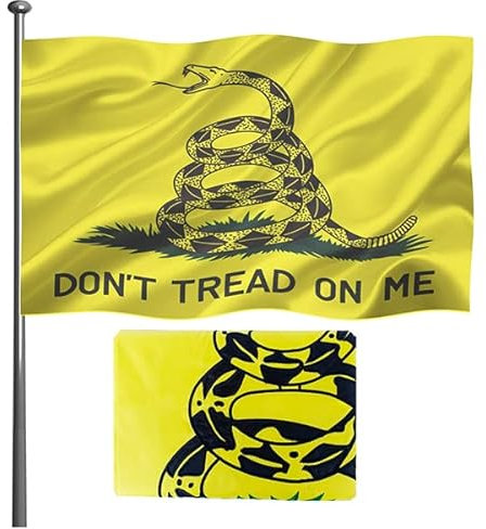 Dont Tread On Me-Flagge, 7,6 x 12,7 cm, doppelseitige Stickerei – robuste Gadsden-Flagge, super strapazierfähiges Polyester, 4-reihig, genähter Rand, Canvas-Kopf mit 2 Messingösen