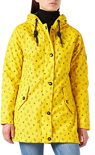 Ankerglut Damen Damen Friesennerz Regenmantel Regenjacke mit Kapuze Gefüttert Wasserdicht Wetterfest Übergangsjacke #Ankerglutwolke Regenjacke