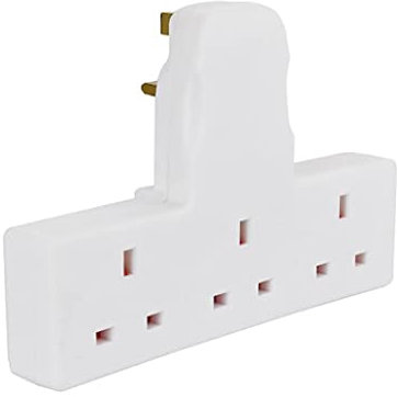 3 Way Plug Adapter UK Switched Socket- Multi Plug Extension 13A Wall Socket Surge Protector Power Extender Travel Adapter For Home, Office, Kitchen- White