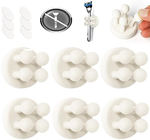 AOT 6 Stück Klebehaken Wandhaken Silikon, Haken Selbstklebend, Elastischen Kabelhalter, Schlüsselhaken, Stifthalter, Rasierer Halterung Dusche für Bad, Küche, Sekretariat(Weiß)