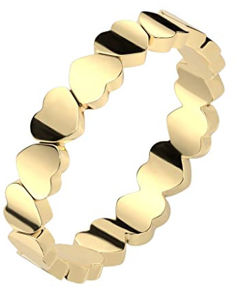 Paula & Fritz® Ring Damen Motiv-Ring Herz-en Gold 316L Chirurgenstahl Größe 57 (18,1) 4-mm breit Damen-Ring Herren-Ring Partner-Ring Verlobungsring