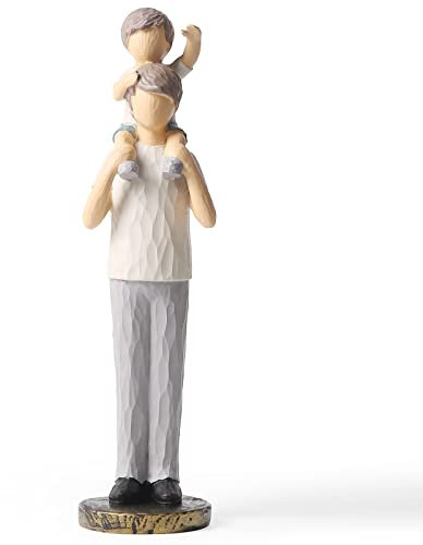 OTANG Father and Son Sculpture Figurines,Hand-Painted Figures,Father Son Gifts Statue Sculpture Ornament Craft for Shelf Decor Desktop Home Bedroom Living Room Decoration(Father and Son)