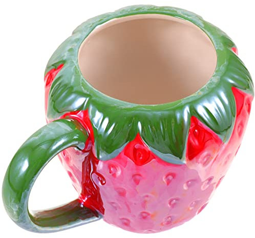 Luxshiny Mug En Céramique Fraise Pot De Yaourt Tasses De Voyage Tasse D'eau à La Fraise Tasse Esthétique Tasse Deau à La Fraise Tasses à Café Uniques Coupe Polyvalent Bureau Verre De Jus