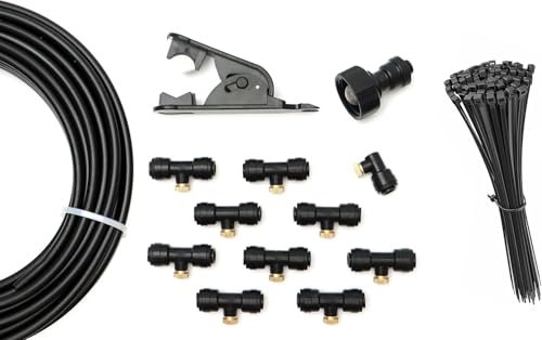 SUPERFOG - Sistema de Nebulización doméstico con Programador. Para refrescar el patio o jardín. con 18 Toberas o puntos de enfriamiento. Si tu jardín es un infierno este producto es tu solución.