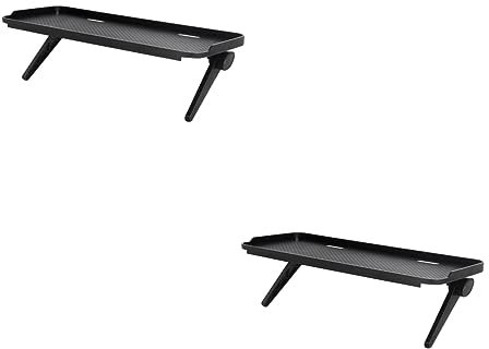 LIFKOME 2stücke Einstellbares Monitorregal Für Tv Und Pc Schwarze Ablage Ohne Bohrung Platzsparender Schreibtischorganizer Für Monitore Router Und Spielkonsolen Einsetzbar