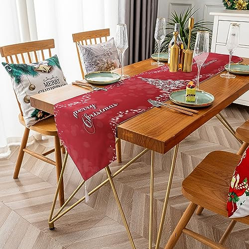 Tischläufer Weihnachten 180X33 cm Weihnachten Tischläufer, Tischläufer Weihnachten modern in rot für Feier, Esszimmer Party Urlaub Dekoration