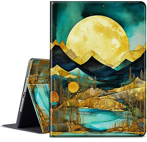 BPQOJB for Microsoft Surface Pro 7 Case with Adjustable Stand & Auto Wake/Sleep Slim Smart Protect Cover Tablet Case for Microsoft Surface Pro 7 Plus/6/5/4 12.3 inch - Galaxy Moon Mountain